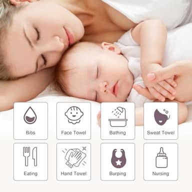Ease Cubs Muslin Burp Cloths Large 100% Cotton Hand Washcloths for Boys & Girls, Baby Essentials Extra Absorbent and Soft Burping Rags for Newborn Registry (White & Green, 12-Pack, 20" X10") - Image 3
