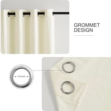 RYB HOME White Velvet Curtains 96 inches Long, Room Darkening Opaque Plush Velvet Drapes Thermal Insulated Privacy Window Treatment for Bedroom Living Room, Ivory, W52 x L96 inches, Set of 2 Panels - Image 2