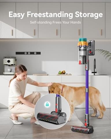 Cordless Vacuum Cleaner, 48KPA 550W 65Mins Oversized Dust Cup Cordless Stick Vacuum, Rechargeable Vacuum Cleaner with Self-Standing, Vacuum Cleaners for Home, Hardwood Floor, Carpet, Pet Hair - Image 5