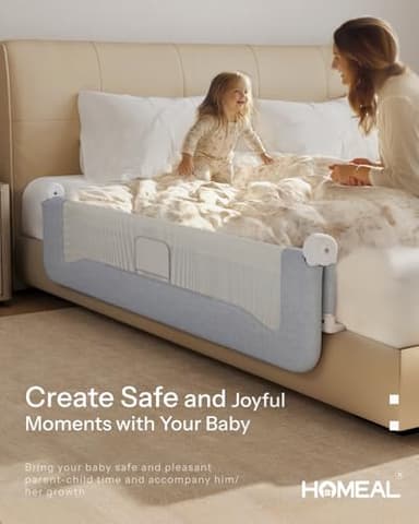 HOMEAL Bed Rail for Toddlers, 59in Foldable Toddler Bed Rails with U-Shape Base, Baby Bed Rail Guard for Twin Size, Full Size, Queen Size, King Size Beds, Toddler Bed Rail Guard, Grey - Image 7