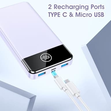 Portable Charger, 33800mAh Power Bank, 22.5W Fast Charging Battery Pack with USB C/USB A Output, Portable Phone Charger for iPhone 15/14/13 Pro Samsung Google Android Cell Phone etc(Purple) - Image 4
