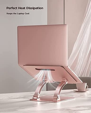Nulaxy Fully Adjustable Laptop Stand for Desk, Dual Foldable Aluminum Computer Riser with Heat-Vent, Ergonomic Notebook Holder Portable Office Accessories Compatible with All 10-17" Laptops, Pink - Image 2