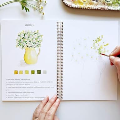 Watercolor Workbook,44 Spiral-Bound Pages Beginner-Friendly Animals Watercolor Workbooks with Paint Brushes and 12 Colors of Paint,Arts and Crafts Supplies Gift for Kids Adults Teens (Flowers) - Image 4