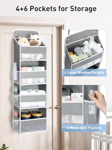 Yecaye 1 Pack Over the Door Organizer, 35.2lbs Load Toy Stuffed Animal Storage, Swing-proof Hanging Bathroom Organizers and Storage for Nursery Newborn Baby Essential Stuff Dorm Room Essentials - Image 3