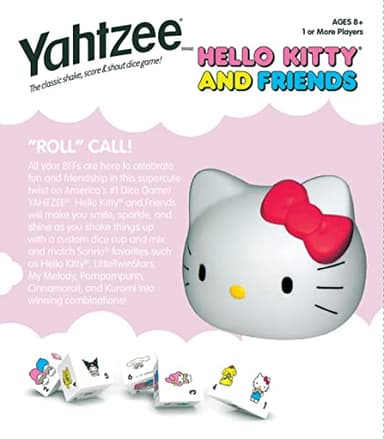 YAHTZEE: Hello Kitty and Friends, Collectible Head Dice Cup, Classic Family Dice Game, Officially Licensed Sanrio Game & Merchandise - Image 3