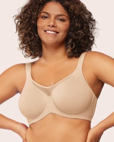 HSIA Minimizer Bras for Women Plus Size, Full Coverage Coolcomfort T Shirt Unlined Bra with Underwire for Heavy Breast, Light Beige 44DDD - Image 3