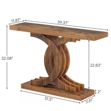 Tribesigns Console Tables for Entryway, Modern Farmhouse 39-inch Entryway Table with Geometric Base, Wooden & Metal Hallway Table/Narrow Sofa Table/Accent Table for Entrance, Living Room - Image 2