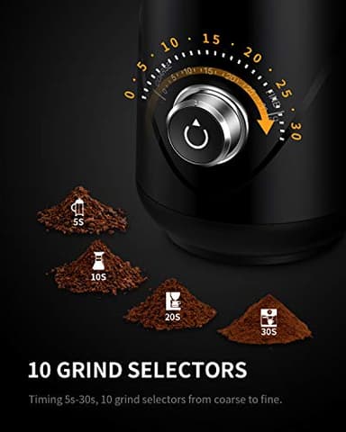 SHARDOR Upgraded Adjustable Coffee Grinder Electric, Herb/Spice, Espresso with 1 Removable Stainless Steel Bowl, Black - Image 2
