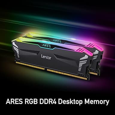 Lexar 32GB (2x16GB) ARES RGB DDR4 RAM 3600MT/s CL18 1.35V Desktop Memory, Compatible with Intel XMP 2.0 and AMD Ryzen, Black (LD4BU016G-R3600GDLA) - Image 2