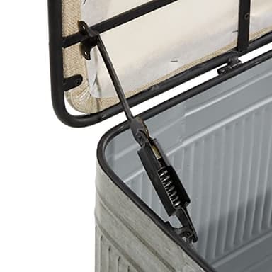 Deco 79 Metal Room Storage Bench Galvanized Entryway Bench with Cream Burlap Top, Bench 50" x 16" x 18", Gray - Image 10