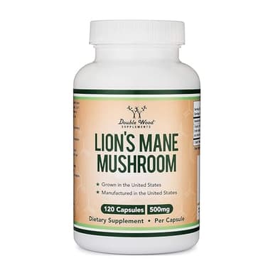 Organic Lions Mane Mushroom Capsules (120 Count), for Focus Support and Immune Health, Third Party Tested and Grown in The USA - by Double Wood - Image 1