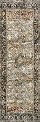Loloi Layla Collection LAY-03 Olive/Charcoal 7'-6" x 9'-6" .13" Thick Area Rug, Soft, Durable, Vintage Inspired, Distressed, Low Pile, Non-Shedding, Easy Clean, Printed, Living Room Rug - Image 8