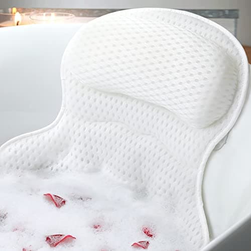 Bath Pillow Bathtub Pillow, Luxury Bath Pillows for Tub Neck and Back Support, Bath Tub Pillow Headrest with Soft 4D Mesh Fabric and Non-Slip Suction Cups, Relaxing Bath Accessories Spa Gifts - Image 1