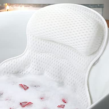 Bath Pillow Bathtub Pillow, Luxury Bath Pillows for Tub Neck and Back Support, Bath Tub Pillow Headrest with Soft 4D Mesh Fabric and Non-Slip Suction Cups, Relaxing Bath Accessories Spa Gifts - Image 1