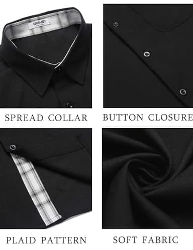 COOFANDY Men's Linen Shirts Short Sleeve Beach Shirts Hawaiian Tropical Summer Button Down Shirts Black - Image 5