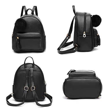 IHAYNER Mini Backpack Purse for Girls Teens Women Purses PU Leather Pom Backpack Shoulder Bag with Charm Tassel - Image 2