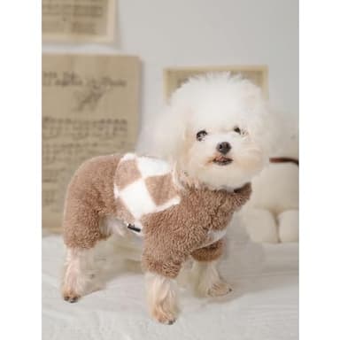 Dog Pajamas Pjs Fleece Dog Sweater Cute Puppy Clothes for Small Dogs Chihuahua Yorkie Clothes Girl Boy Warm Pullover Doggie Outfit Cat Sweater (Square Beige, XX-Small) - Image 4