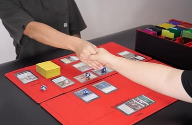 Venssu 5 Row Card Storage Box For Trading Cards With Dual-Function Playmat Lids,3800+ Mtg Deck Box With 24 Colorful Divider Tabs,Trading Card Storage Compatible with Magic Cards(Black and Red) - Image 8