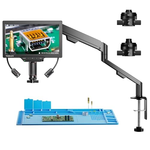 TOMLOV 3D Digital Microscope for Soldering: Magnetic Dual Lens Micro Scope TM3K-3D for Adult, Coin Microscope with Flex Arm, 3K 7-Inch IPS Screen, HDMI/USB Output, Gooseneck Light, Repair Mat, 64GB - Image 1