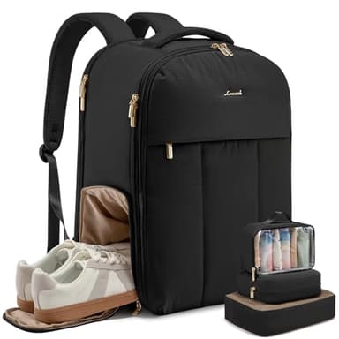 LOVEVOOK Travel Backpack for Women with Shoe Compartment, Puffer Carry on Backpack Flight Approved 40L Personal Item Travel Bag Fits 17inch Laptop, Waterproof Lightweight Bags with 3 Packing Cubes - Image 1