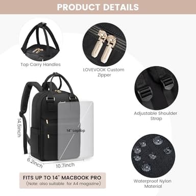 LOVEVOOK Backpack purse for Women, 14 Inch Laptop backpack Cute Waterproof Backpacks Stylish Travel Bags Vintage Daypacks Bookbag for College School Work - Image 5
