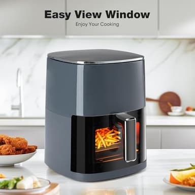 OLIXIS Air Fryer 6 Quart with Window Square Air Fryer 12-in-1 Air Fry, Roast, Reheat, Dehydrate, Bake, Steam, Fries, Custard, Chicken, Wings, Sea Food, Vegetabels,400F Grey - Image 8