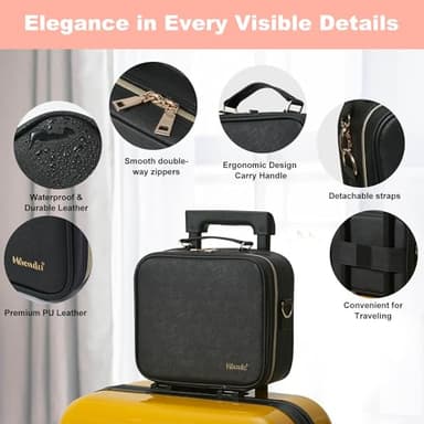 Mocado Travel Makeup Bag with LED Lighted Mirror,Travel Makeup Organizer,Makeup Case with 3 Color Lighted Setting and 10x Magnifying Mirror,Portable Storage and Adjustable Dividers Makeup Box(Black) - Image 3