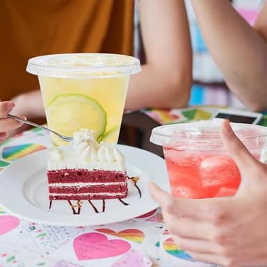 Clawsoff 50 Pack 9 oz Disposable Clear Plastic Parfait Cups with Flat Lids, Yogurt Parfait, Putting Cups for Cake, Cold Drink, Ice Cream, Fruit, Salad - Image 8