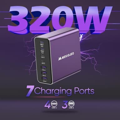 Aluminum Alloy USB C Charger Block Fast GaN Charging Station for Multiple Devices, Dual 65W USB C Laptop Charger for MacBook Pro/Air/iPad Pro/iPhone (Purple) - Image 2