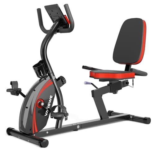 Vanswe Recumbent Exercise Bike for Adults Seniors - For Home Workout with 16 Levels Resistance, 380 lbs Weight Capacity, Bluetooth Connectivity and Pulse Sensor RB661(Red) - Image 1