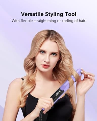 Annlary Hair Straightener 1 Inch Flat Iron and Curler 2 in 1 Titanium Ceramic Ionic Dual Voltage Straightener with Heat-Resistant Silicone, for Less Frizz, Shinier & Smoother - Image 7