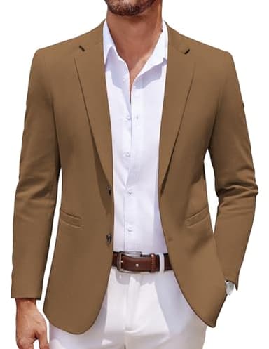 COOFANDY Mens Dress Sport Coats Casual Stylish Suit Jacket Blazer Big and Tall Brown - Image 1