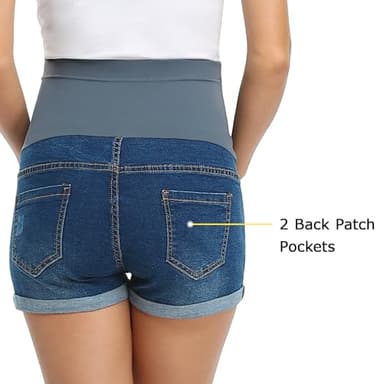 fitglam Women's Maternity Jean Shorts Over Belly Pregnancy Denim Shorts Maternity Casual Lounge Clothes - Image 4