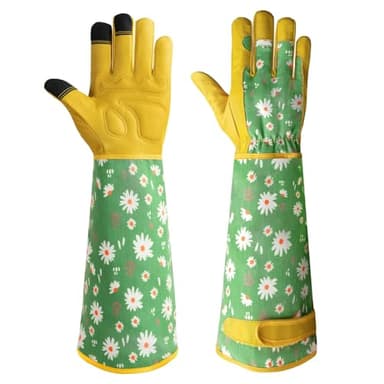 Velway Long Gardening Gloves for Women - Thorn Proof & Rose Pruning Forearm Protection Garden Gloves - Breathable Leather Long Garden Gloves Gifts & Tools for Gardener Yard Work Medium - Image 1