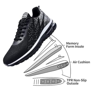 Autper Mens Athletic Running Tennis Shoes Lightweight Sport Gym Jogging Walking Sneakers(Blackwhite US 8) - Image 3