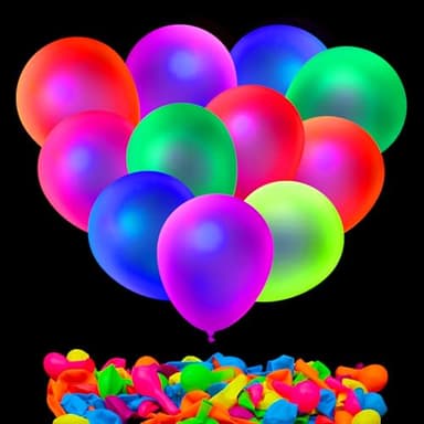 110 Pcs UV Neon Balloons, 7 Colors Blacklight Reactive Fluorescent Balloons Glow in the Dark Birthday Decorations for Birthday, Wedding, Neon Party, Glow Party Decorations Supplies - Image 1