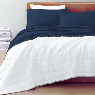 LANE LINEN 100% Organic Cotton Twin Bed Sheet Set, Luxury Hotel Style Fade Resistant Deep Pocket Machine Washable Twin Size Sheet Set, Eco Friendly Mercerized Cotton Sheets- Estate Blue - Image 9