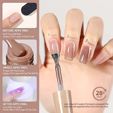 GAOY Jelly Brown Gel Nail Polish, 16ml Sheer Natural Translucent Color 1004 UV Light Cure Gel Polish for Nail Art DIY Manicure and Pedicure at Home - Image 5