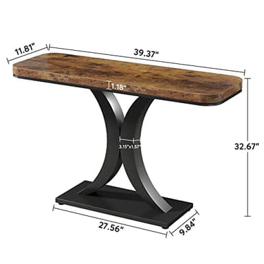LITTLE TREE Industrial Entryway Console Table, Compact Foyer Hallway Accent Table for Small Space - Image 3
