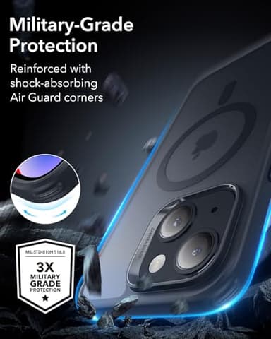 ESR for iPhone 14/13, Translucent Matte Case, Compatible with MagSafe, Military-Grade Protection, Classic Series, Frosted Black - Image 4