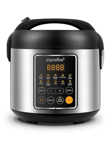 COMFEE' Rice Cooker, 4 Cups Uncooked, 8 Cups Cooked Slow Cooker, 2 Qt Small Multicooker with 10 Presets, Steamer & Grain Cooker, Non-Stick Inner Pot - Image 1