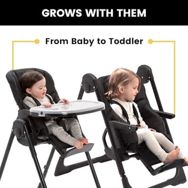 Jeep by Delta Children Classic Convertible 2-in-1 High Chair for Babies and Toddlers with Adjustable Height, Recline & Footrest - Dishwasher Safe Meal Tray, Black - Image 4