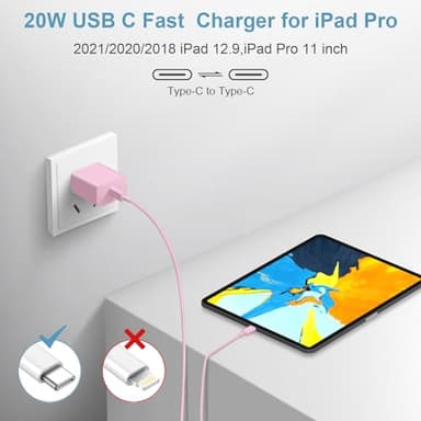 iPhone 17 16 15 Charger Fast Charging Type C Chargers USB C Charger Block iPhone Air Chargers with 2 Pack 6FT Cable for iPhone 17/17 Plus/17 Pro Max/16/16 Plus/16 Pro Max/15 Pro Max/iPad Pro(Pink) - Image 6