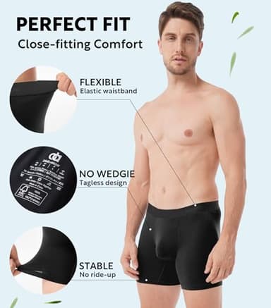 DAVID ARCHY Mens Underwear Rayon made from Bamboo 7-Pack, Wicking-Moisture & Cool Boxer Briefs with Support Pouch, Breathable Soft Stretch boxers for men with Fly (L, Black - 6.5'') - Image 5