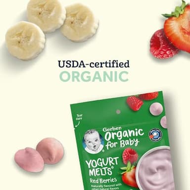Gerber Baby Snacks Organic Yogurt Melts, Red Berries, 1 Ounce (Pack of 7) - Image 3