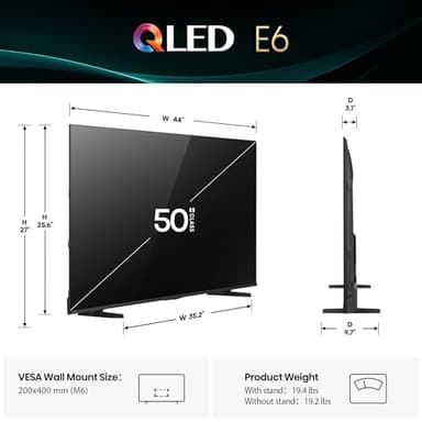 Hisense 50" E6 Cinema Series QLED 4K UHD Smart Fire TV (50E6QF, 2025 Model) - QLED, AI Light Sensor, Dolby Vision · Atmos, Voice Remote with Alexa, Motion Rate 120, HDR 10+ Adaptive, Game Mode Plus - Image 2