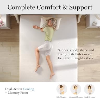 Martha Stewart SleepComplete Twin Mattress in a Box, Medium-Plush Dual-Action Cooling Gel Memory Foam Mattress, Removable Coolweave Jacquard Cover, 12", White - Image 10