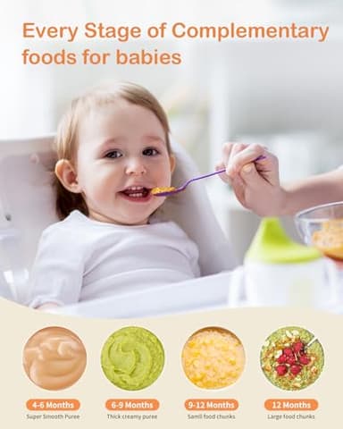 Baby Food Maker, HEYVALUE 13-in-1 Food Processor Set, Fruit, Vegatable, Meat, Baby Puree Blender with Baby Containers, Food Freezer Tray, Silicone Spoons, Spatula (Gray) - Image 5