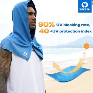 Sukeen Cooling Hoodie Towel, Absorbent Quick-Drying Cooling Towels for Neck and Face, UV Sun Protection Cooling Neck Wraps Sport Head Cooling Towel Hot Weather - Image 6