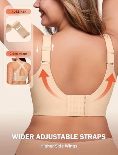 LetsJoli Bras for Women Supportive Wireless Push Up Bra Full Coverage No Underwear Seamless Plus Size for Older Women(Nude,XL - Image 4